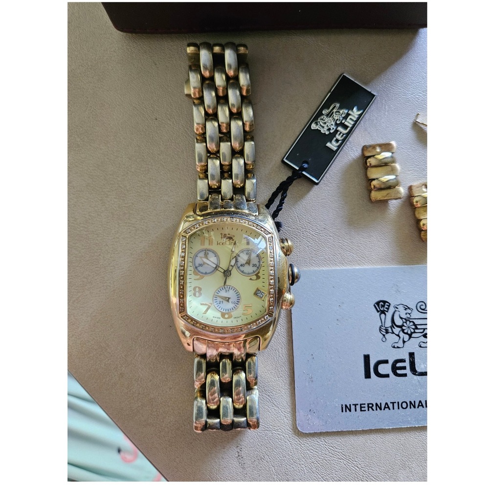 IceLink Ambassador Time Zone Gold‑Tone Chronograph Swiss Movement Men's - Read